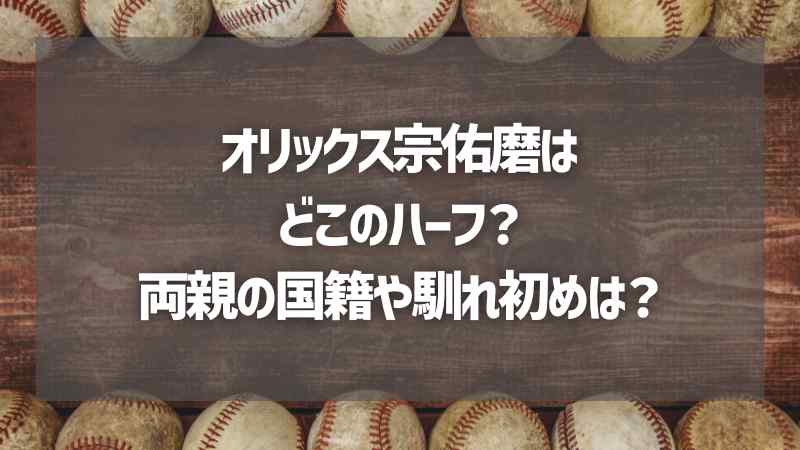 オリックス宗佑磨はどこのハーフ？両親の国籍や馴れ初めは？